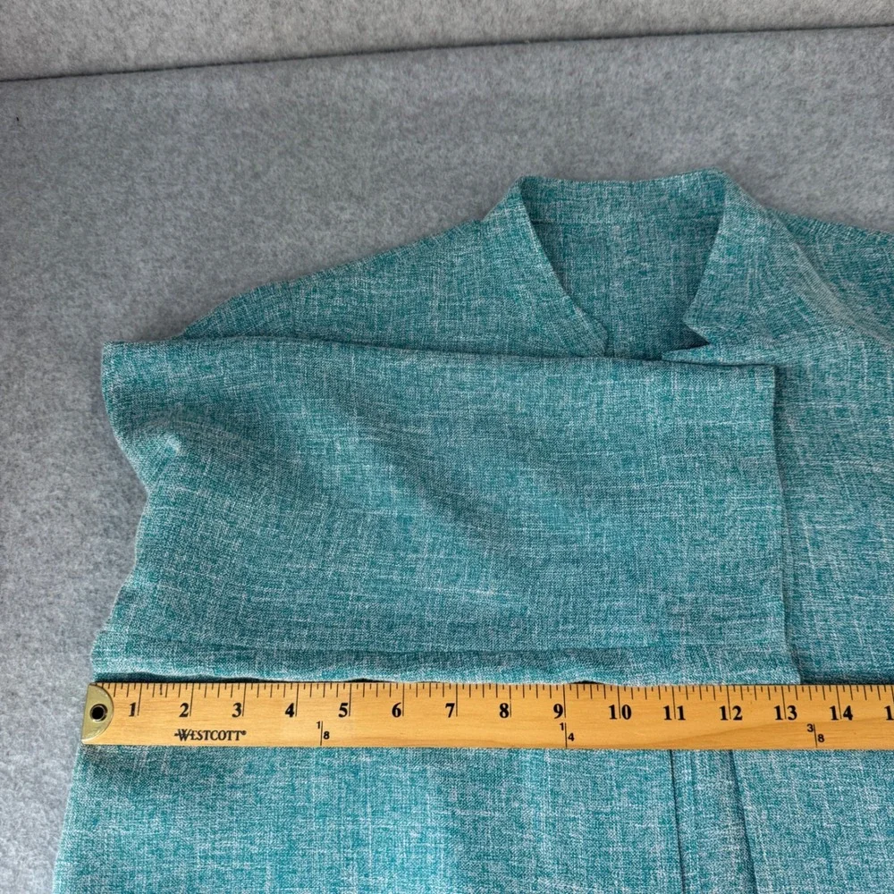Signature Collection by Fridaze Linen Blend Open Front Jacket Topper Teal Blue M